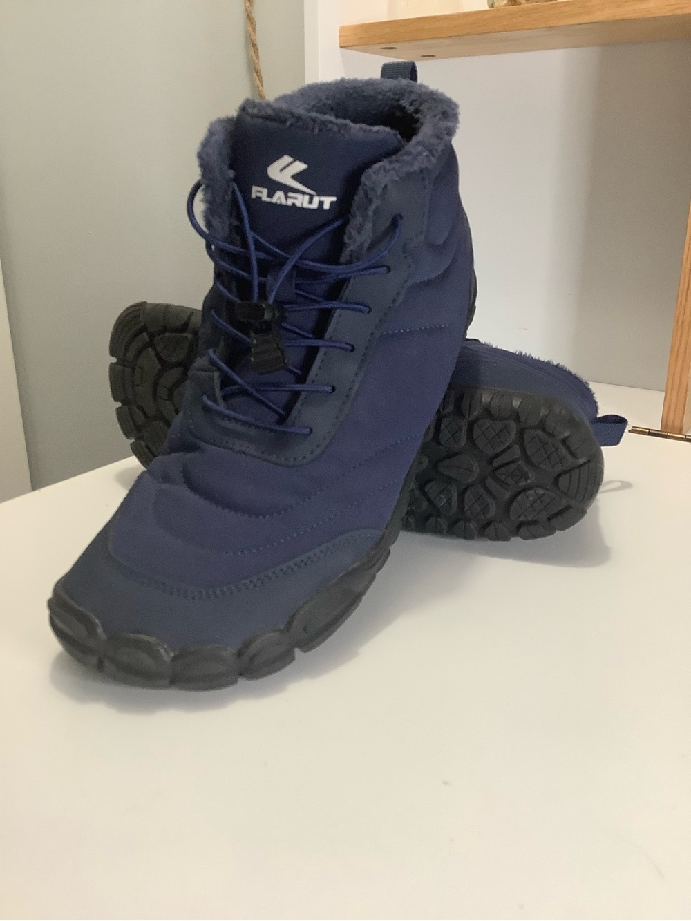 Riarut Navy Winter Boots with Faux Fur Trim